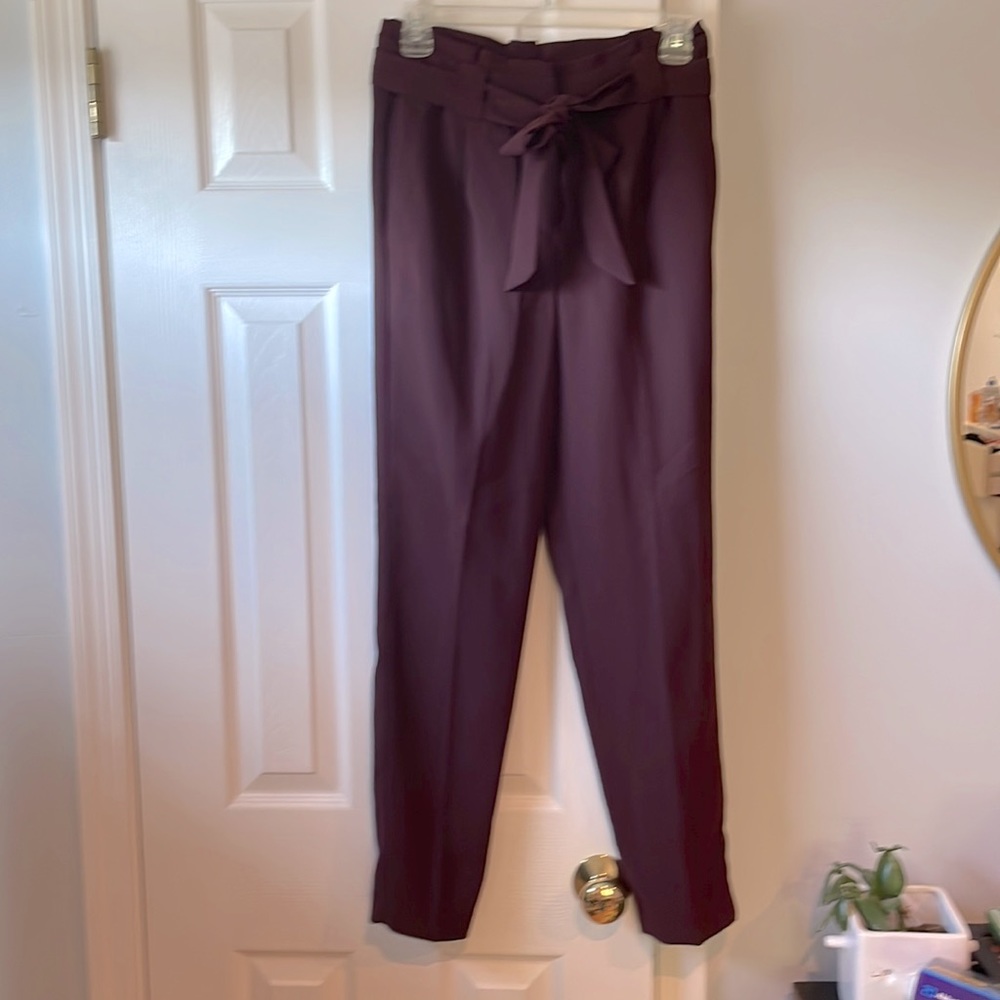 Express maroon paper bag pants